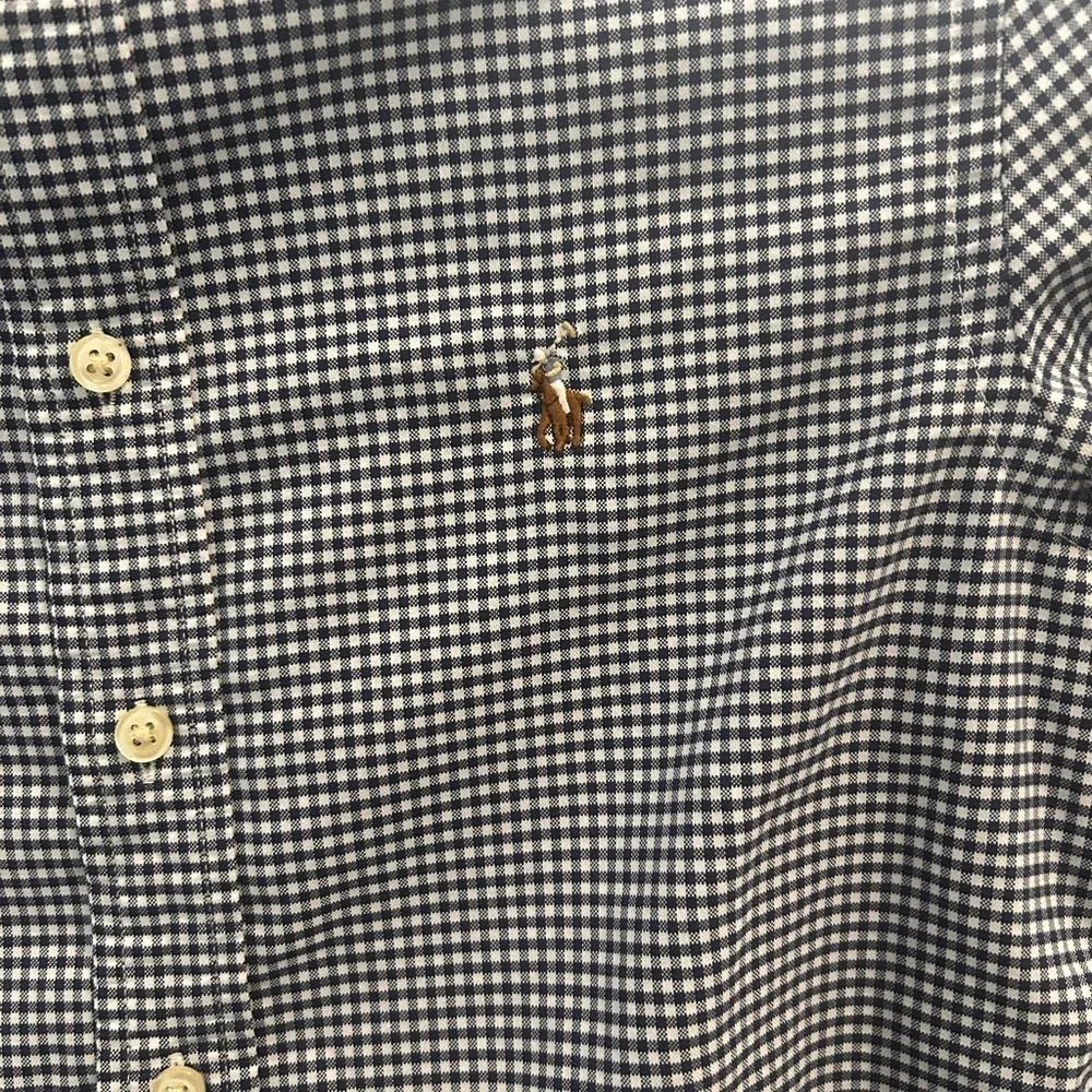 Ralph Lauren Boys Medium Gingham Button-Down Shirt - Blue & White